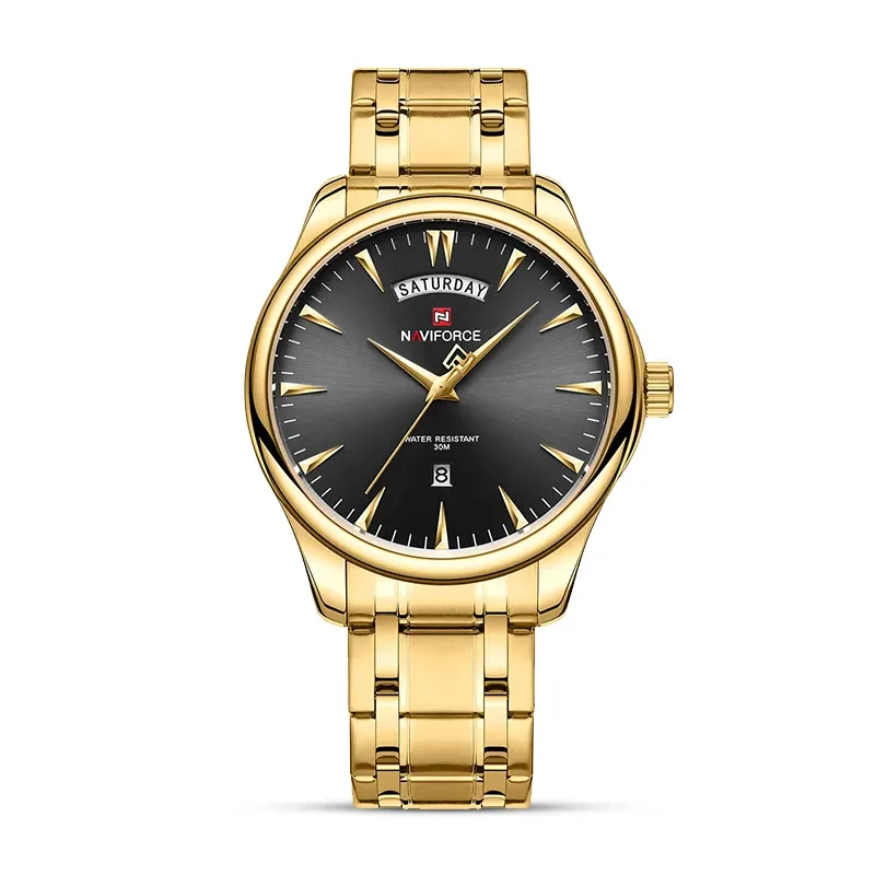 Naviforce NF9213 Black Dial Gold-tone Men's Watch